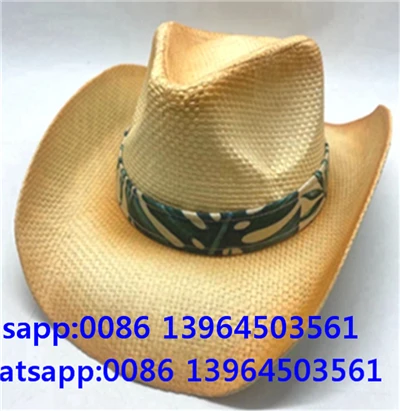 Men Western Ribbon Cowboy Straw Fisher Man sólhattur