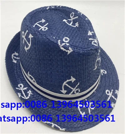 Akkeri prentað pappírsstrá fedora hattur