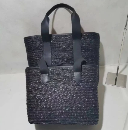 Black Wheat Woven Women Poki Eitt sett
