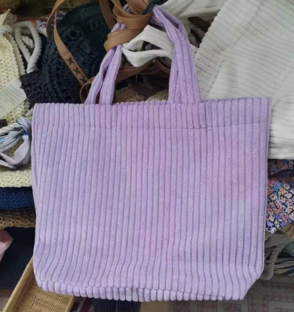 Fjólublá corduroy innkaupapoki fyrir konur