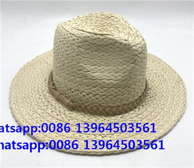 Náttúrulegur handofinn pappír hvítur fléttur fedora hattur