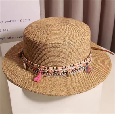 Boho flottur brúnn pappír strá kvenna hattur