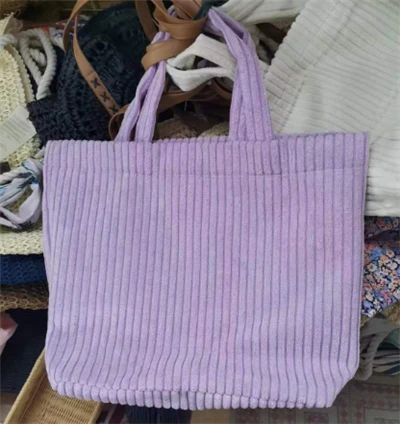 Fjólublá corduroy innkaupapoki fyrir konur